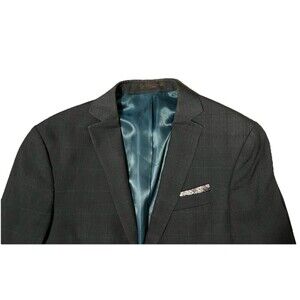 Aldo Conti Lexus Men’s Black Plaid Blazer 38 Regular Polyester Viscose